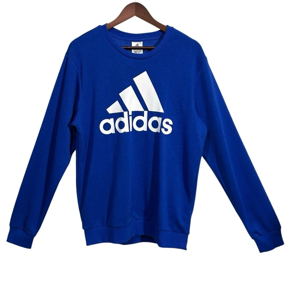 Adidas Essentials Mens French Terry Crew Neck Sweatshirt Size M Team Royal‎ Blue